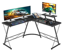 Load image into Gallery viewer, Mr IRONSTONE L-Shaped Desk 50.8" Computer Corner Desk, Home Gaming Desk, Office Writing Workstation with Large Monitor Stand, Space-Saving, Easy to Assemble, Black