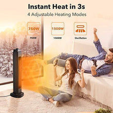 Load image into Gallery viewer, Patio Heater-750/1500W ETL Certified Electric Space Heater for Large Room, 3s Instant Heat, Heat up 400Sq Ft, 90° Oscillation, Radiant Heater with Overheat Tip-over Protection for Outdoor & Indoor Use, Waterproof