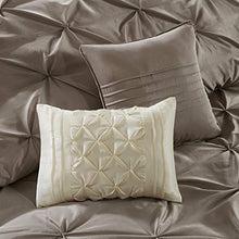 Load image into Gallery viewer, Madison Park Essentials Room in a Bag Faux Silk Comforter Set-Luxe Diamond Tufting All Season Bedding, Matching Curtains, Decorative Pillows, Queen(90"x90"), Taupe