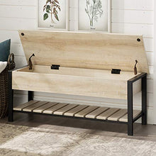 Load image into Gallery viewer, Walker Edison Julian Rustic Farmhouse Lift Top Entry Bench with Bottom Rack, 48 Inch - White Oak