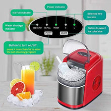 Load image into Gallery viewer, Kismile Countertop Ice Maker Machine,26Lbs/24H Compact Automatic Ice Makers,9 Cubes Ready in 6-8 Minutes,Portable Ice Cube Maker with self-Cleaning Program (Black and Red)