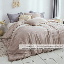 Load image into Gallery viewer, SexyTown King Size Pom Pom Comforter,Super Soft Lightweight Boho Chic Bohemian Warm Winter Comforter Set with Ball Pom Fringe Microfiber Duvet 3 Pieces (1 Comforter + 2 Pom Pillow Shams)