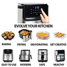Load image into Gallery viewer, Yedi Evolution Air Fryer, 6.8 Quart, Stainless Steel, Ceramic Cooking Basket, with Deluxe Accessory Kit and Recipe Book