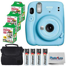 Load image into Gallery viewer, Fujifilm Instax Mini 11 Instant Camera - Sky Blue (16654762) + Fujifilm Instax Mini Twin Pack Instant Film (60 Sheets) + Batteries + Case - Instant Camera Bundle