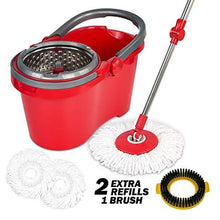 Load image into Gallery viewer, HAPINNEX Spin Mop Wringer Bucket Set - for Home Kitchen Floor Cleaning - Wet/Dry Usage on Hardwood & Tile - Upgraded Self-Balanced Easy Press System with 2 Washable Microfiber Mops Heads