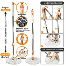 Load image into Gallery viewer, MASTERTOP Spin Mop and Bucket with Wringer Set, Floor Cleaning System, Easy Wring Foot Pedal, Stainless Steel Mop Handle, 5 Microfiber Refills, 5 Cleaning Clothes, Hardwood Laminate Tiles