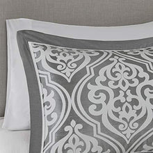 Load image into Gallery viewer, Madison Park Essentials Jordan Cozy Room in A Bag Comforter & Complete Sheet Set, Window Treatment, Luxe Jacquard Damask Print, All Season Bedding, Pillows, Queen(90"x90"), Grey 24 Piece