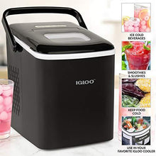Load image into Gallery viewer, Igloo ICEB26HNBK Automatic Self-Cleaning Portable Electric Countertop Ice Maker Machine With Handle, 26 Pounds in 24 Hours, 9 Ice Cubes Ready in 7 minutes, With Ice Scoop and Basket,Black