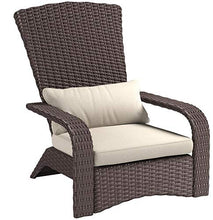 Load image into Gallery viewer, Patio Sense Deluxe Coconino Wicker Chair | All Weather Wicker | Beige Cushion and Lumbar Pillow | Adirondack Style Armchair | For Porch, Lawn, Garden, Backyard, Balcony, Deck, Pool, Indoor, Outdoor |