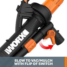 Load image into Gallery viewer, WORX WG509 TRIVAC 12 Amp 3-In-1 Electric Blower/Mulcher/Vacuum with Multi-Stage All Metal Mulching System, Black