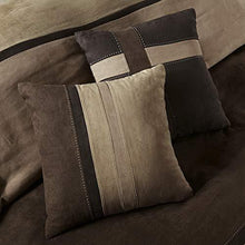Load image into Gallery viewer, Madison Park Palisades Queen Size Bed Comforter Set Bed In A Bag - Brown, Taupe , Pieced Stripe – 7 Pieces Bedding Sets – Micro Suede Bedroom Comforters