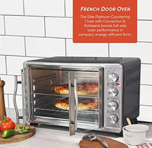 Load image into Gallery viewer, Elite Gourmet ETO-4510M Double French Door Countertop Convection Toaster Oven, Bake Broil Toast Rotisserie Keep Warm 12"-14" pizza 2 Racks, 18-Slice, 45 L, Stainless Steel & Black