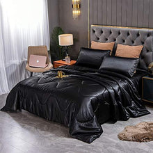 Load image into Gallery viewer, YEARNING 5 Pcs Black Comforter Queen Set Satin Silky Bedding,Quality Ultra Soft Premium Bedding Sets-Luxury Quilt,Fitted Sheet and Flat Sheet with 2 Matching Pillow Covers