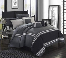 Load image into Gallery viewer, Chic Home Zarah 10 Piece Comforter Bedding with Sheet Set and Decorative Pillows Shams, Queen, Grey