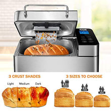 Load image into Gallery viewer, KBS 17-in-1 Premium Bread Machine, 2LB Stainless Steel Bread Dough Maker with Auto Fruit Nut Dispenser, Nonstick Ceramic Pan, Digital Display Touch Design, Reserve& Keep Warm, Oven Mitt and Recipes