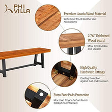Load image into Gallery viewer, PHI VILLA Outdoor Acacia Wood Bench, 63" Long Patio Wooden Picnic Bench for 3 People, Backless Oil Finished Teak Bench for Garden, Porch, Yard