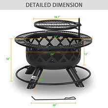 Load image into Gallery viewer, BALI OUTDOORS Wood Burning Fire Pit Backyard with Cooking Grill, 32in, Black, 24in