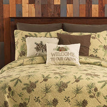 Load image into Gallery viewer, C&F Home Woodland Retreat Pinecone Full/Queen Quilt Set with 2 Shams Reversible Cotton Bedspread Coverlet Rustic Lodge Cabin Nature Brown Full/Queen 3 Piece Set Tan