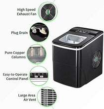 Load image into Gallery viewer, AGLUCKY Ice Maker Machine for Countertop, Portable Ice Cube Makers, Make 26 lbs ice in 24 hrs,Ice Cube Rready in 6-8 Mins with Ice Scoop and Basket for Home/Office/Bar (Black)