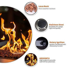 Load image into Gallery viewer, LEGACY HEATING 28 Inch Square Outdoor Gas Propane Fire Pit Pits Firepit Fireplace Dinning Table Tables with Lid, Lava Stone, 48000BTU, ETL Certification, Wicker Look, for Garden Backyard Deck Patio