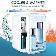 Load image into Gallery viewer, Mini Fridge 6 Liter,Mirror refrigerator,Portable Mirrored Beauty Fridge With LED Lighting, Skincare Fridge for Skincare, Bedroom and Travel (with Digital Temperature Control)