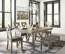Load image into Gallery viewer, Signature Design by Ashley Aldwin Upholstered Dining Room Bench, Beige & Gray
