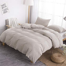 Load image into Gallery viewer, BFS HOME Stonewashed Cotton/Linen Duvet Cover Queen, 3-Piece Comforter Cover Set, Breathable and Skin-Friendly Bedding Set (Khaki, Queen)
