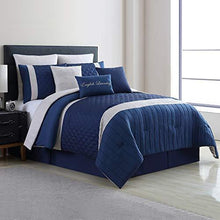 Load image into Gallery viewer, Amrapur Overseas 9-Piece Landon Embellished Comforter Set, Queen, Blue/Navy