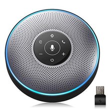 Load image into Gallery viewer, Bluetooth Speakerphone - eMeet M2 Gray Conference Speaker w/Dongle, Idea for Home Office 360º Voice Pickup 4 AI Echo & Noise Canceling Microphones, Skype USB Speakerphone AUX in/Out for up to 8 People