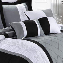 Load image into Gallery viewer, Chic Home 8-Piece Embroidery Comforter Set, Queen, Livingston Black