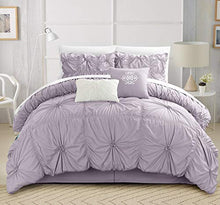 Load image into Gallery viewer, Chic Home CS1441-AN Halpert Floral Pinch Pleat Ruffled Designer Embellished Queen Comforter Set, 6-Piece, Lavender