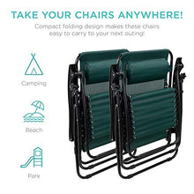 Load image into Gallery viewer, Best Choice Products Set of 2 Adjustable Steel Mesh Zero Gravity Lounge Chair Recliners w/Pillows and Cup Holder Trays, Forest Green