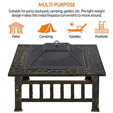Load image into Gallery viewer, Yaheetech Outdoor Fire Pit 32in Steel Fire Pits Bonfire Firepit Patio BBQ Camping Bronze Outdoor Fireplace with Spark Screen, Mesh Cover Poker, Bronze