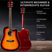 Load image into Gallery viewer, Best Choice Products 41in Full Size Beginner All Wood Cutaway Acoustic Guitar Starter Set with Case, Strap, Capo, Strings, Picks, Tuner - Sunburst