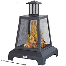 Load image into Gallery viewer, Chimenea Fireplace Outdoor Fireplace Fire Pit Wood Burning Fire Pit Patio Square Iron Fire Pit 27.5" Large Fire Pits Fire Poker Mesh Spark Screen Chimney Charcoal Grid for Garden, Backyard