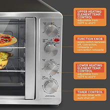 Load image into Gallery viewer, Elite Gourmet ETO-4510M Double French Door Countertop Convection Toaster Oven, Bake Broil Toast Rotisserie Keep Warm 12"-14" pizza 2 Racks, 18-Slice, 45 L, Stainless Steel & Black