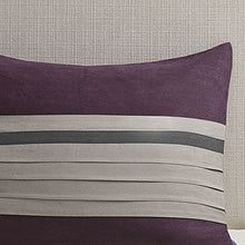 Load image into Gallery viewer, Madison Park - Palmer 7 Piece Comforter Set - Plum - Full - Pieced Microsuede - Includes 1 Comforter, 3 Decorative Pillows, 1 Bed Skirt, 2 Shams