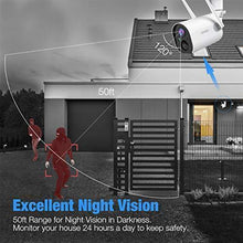 Load image into Gallery viewer, Conico Outdoor Security Camera, Wireless Rechargeable Battery Powered Camera 15000mAh, 1080P WiFi Surveillance Camera for Home with Night Vision, Two Way Audio, PIR Motion Detection, IP65 Waterproof
