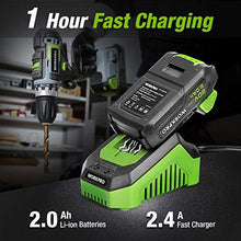 Load image into Gallery viewer, WORKPRO 20V Cordless Drill Combo Kit, Drill Driver and Impact Driver with 2x 2.0Ah Batteries and 1 Hour Fast Charger