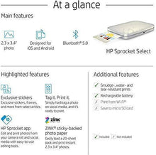 Load image into Gallery viewer, HP Sprocket Select Portable 2.3x3.4" Instant Photo Printer (Eclipse) Print Pictures on Zink Sticky-Backed Paper from your iOS & Android Device.
