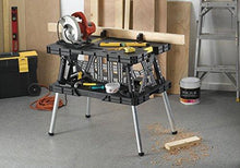 Load image into Gallery viewer, Keter - 197283 Folding Table Work Bench for Miter Saw Stand, Woodworking Tools and Accessories with Included 12 Inch Wood Clamps – Easy Garage Storage Black/Yellow