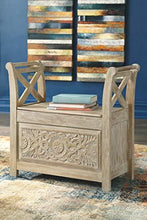 Load image into Gallery viewer, Signature Design by Ashley - Fossil Ridge Accent Bench - Carved Floral Pattern - Antique White