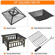 Load image into Gallery viewer, Yaheetech Outdoor Fire Pit 32in Steel Fire Pits Bonfire Firepit Patio BBQ Camping Bronze Outdoor Fireplace with Spark Screen, Mesh Cover Poker, Bronze