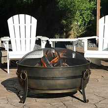 Load image into Gallery viewer, Sunnydaze Cauldron Outdoor Fire Pit - 34 Inch Large Bonfire Wood Burning Patio & Backyard Firepit for Outside with Round Spark Screen, Fireplace Poker, and Metal Grate