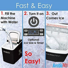 Load image into Gallery viewer, PORTABLE DIGITAL ICE MAKER MACHINE by Arctic-Pro with Ice Scoop, First Ice in 6-8 Minutes, 26 Pounds Daily, Great for Kitchens, Tailgating, Bars, Party, Small/Large Cubes, Black, 11.5x8.7x12.5 Inches