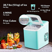 Load image into Gallery viewer, Ice Maker, NOVETE Portable Ice Maker Machine for Countertop, 9 Cubes Ready in 6 Minutes, 28.7 lbs Ice in 24 Hours Home Mini Ice Machine with Ice Scoop and Basket, for Parties Mixed Drinks