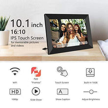 Load image into Gallery viewer, FRAMEO 10.1 Inch Smart WiFi Digital Photo Frame 1280x800 IPS LCD Touch Screen, Auto-Rotate Portrait and Landscape, Built in 16GB Memory, Share Moments Instantly via Frameo App from Anywhere