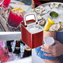 Load image into Gallery viewer, AGLUCKY Counter top Ice Maker Machine,Compact Automatic Ice Maker,9 Cubes Ready in 6-8 Minutes,Portable Ice Cube Maker with Scoop and Basket,Perfect for Home/Kitchen/Office/Bar (Red)