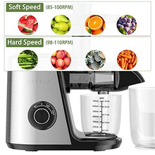 Load image into Gallery viewer, Juicer Machines, ORFELD Slow Masticating Juicer Extractor Easy to Clean, Quiet Motor and Reverse Function, Cold Press Juicer for Vegetable and Fruit Carrots, Oranges and Celery etc (Silver)