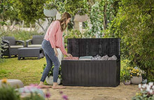 Load image into Gallery viewer, Keter Marvel Plus 71 Gallon Resin Outdoor Storage Box for Patio Furniture Cushion Storage, Brown